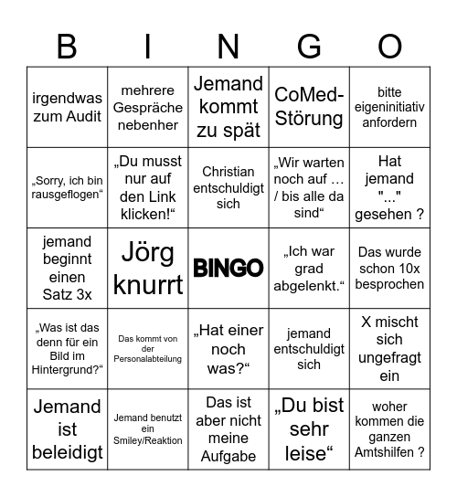 phenox Bingo für Teams-Meetings Bingo Card