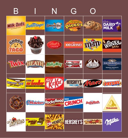 Chocolate Bingo Card