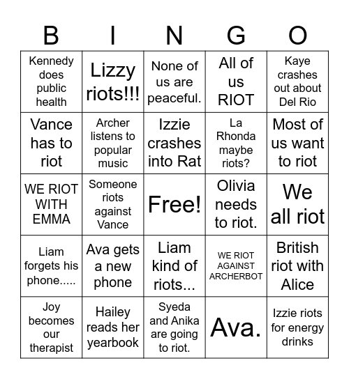 Fall Bingo Card