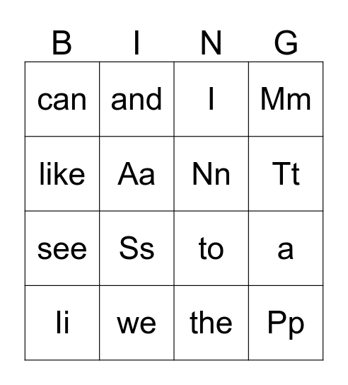 2nd Quarter Bingo Card