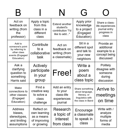 3100 Bingo Card