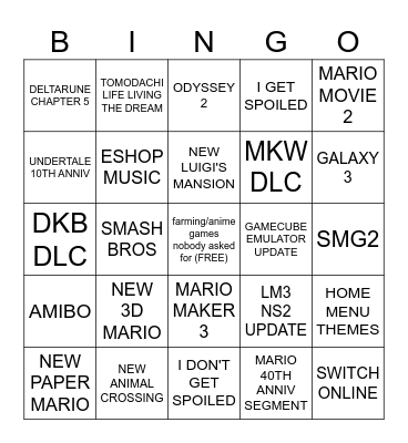 9/12/25 ND Bingo Card