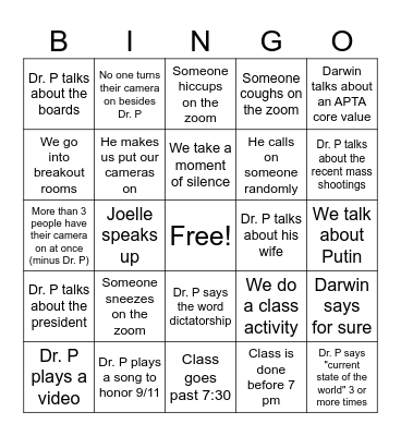 Leadership Zoom Bingo Card
