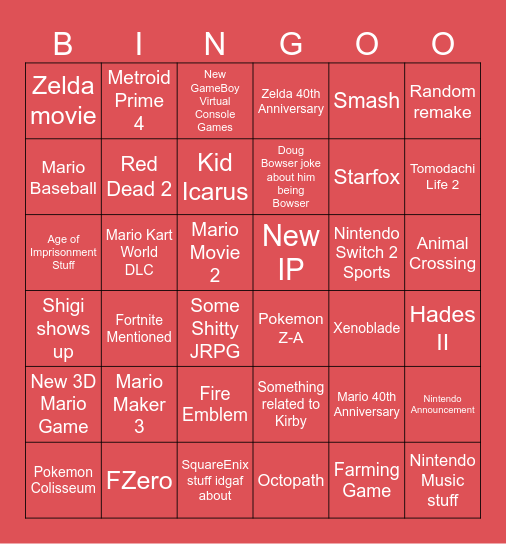 Leo Bingo Card