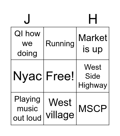Local bestie Bingo Card