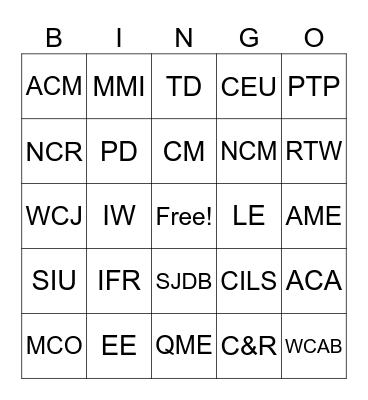 New to Claims Bingo Card