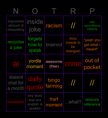r/dfconnected bingo Card