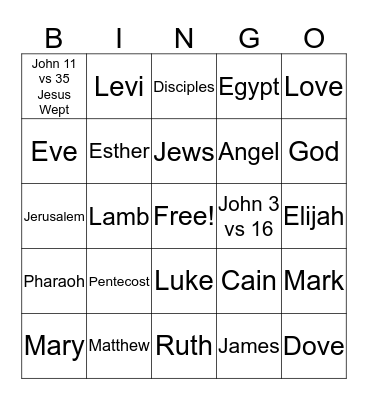 Bible Bingo Card