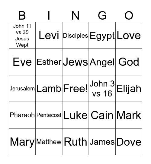 Bible Bingo Card