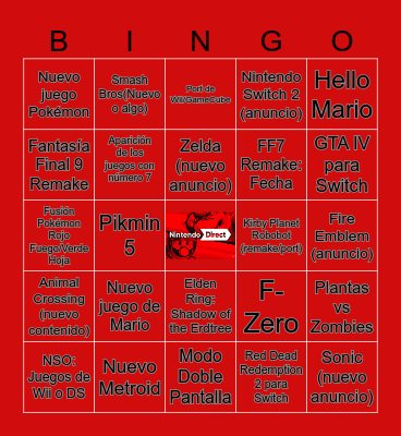 Nintendo Direct Bingo Card