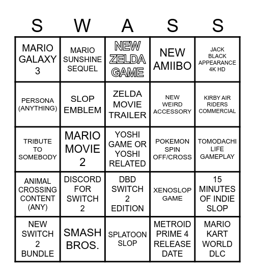 DIRECT BINGO CARD Bingo Card