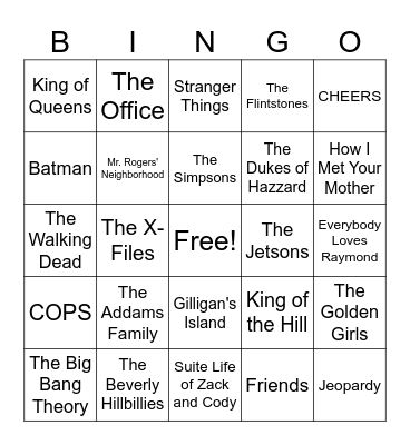 American TV Shows Bingo Card
