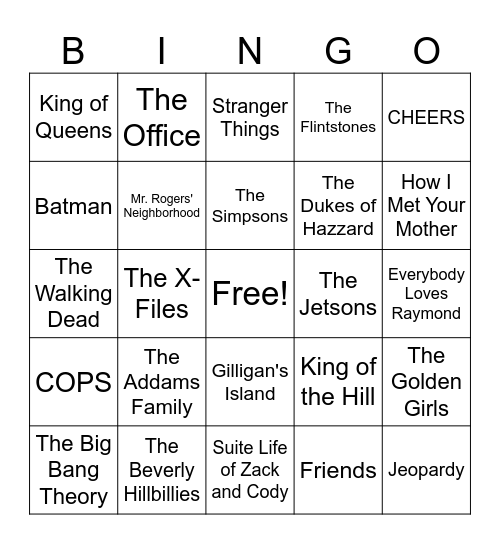 American TV Shows Bingo Card