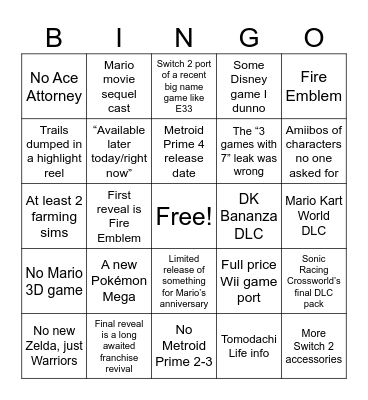 Direct Bingo Card