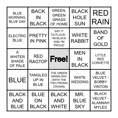COLOR Bingo Card