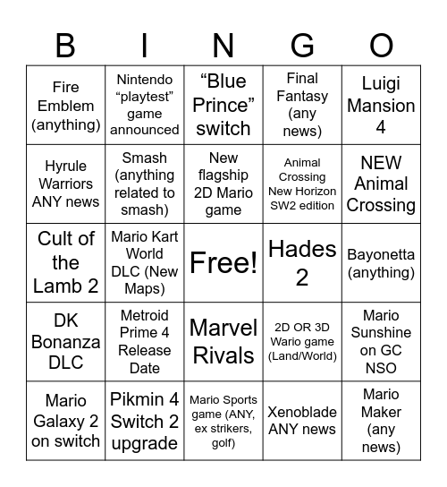Untitled Bingo Card