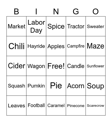 September Bingo Card