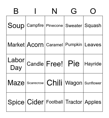 September Bingo Card