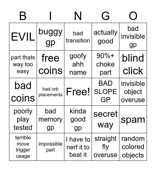 VADIM LEVEL MAKER BINGO Card