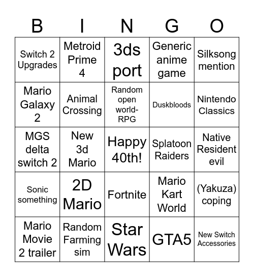 Untitled Bingo Card