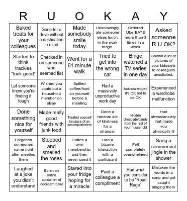 R U OK? Everyday Bingo Card