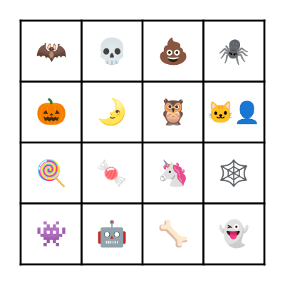 Halloween pictures Bingo Card