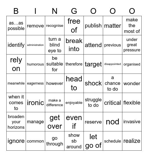 Week 2 Bingo Card