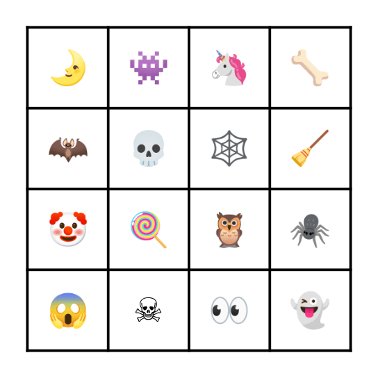 Halloween pictures Bingo Card