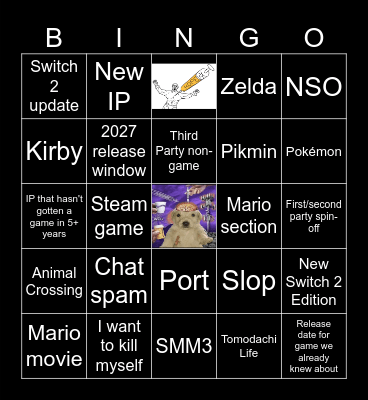 Nintendo Direct 9.12.2025 Bingo Card
