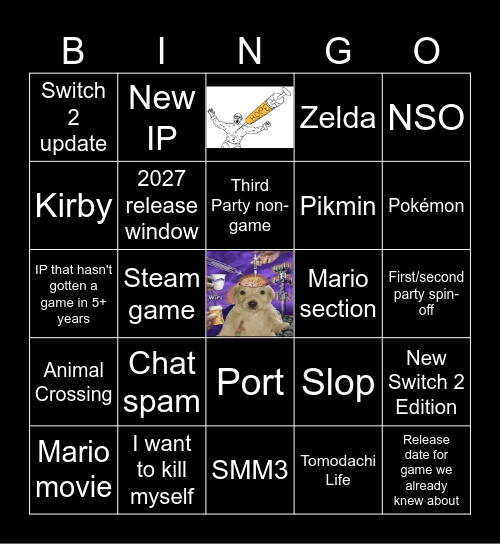 Nintendo Direct 9.12.2025 Bingo Card
