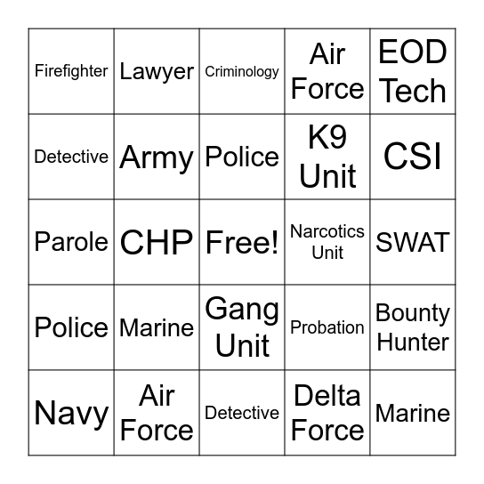 Career Fair Bingo Card