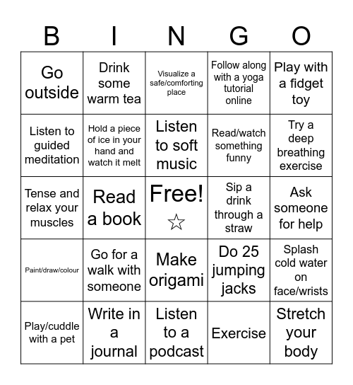 ☆ Wellness Bingo ☆ Bingo Card