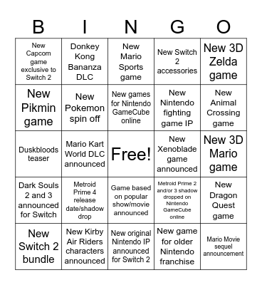 Nintendo Direct Bingo Card 09/12 Bingo Card