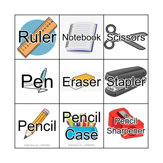 Stationery Bingo Card