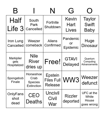 Cooked 26 Bingo Card