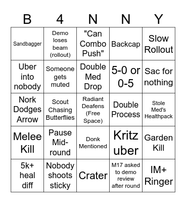 CM Scrim Bingo Card Bingo Card