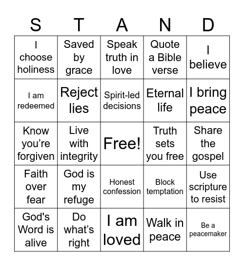 ARMOR OF GOD Bingo Card