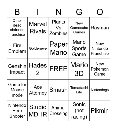 SWITCH DIRECT BINGO Card
