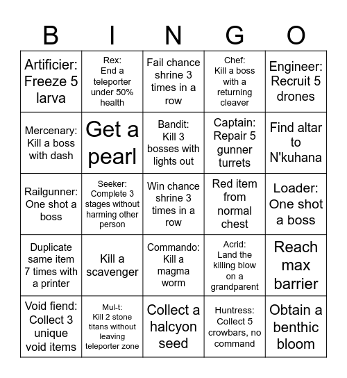 ROR2 Bingo Card