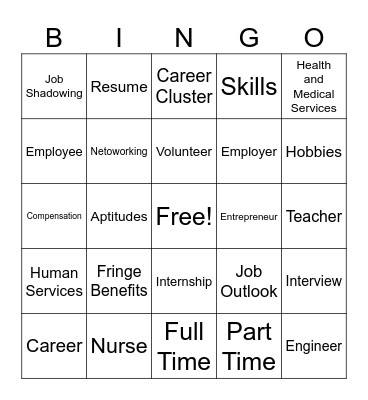Career Exploration BINGO Card