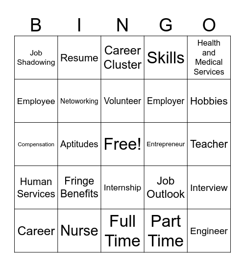 Career Exploration BINGO Card