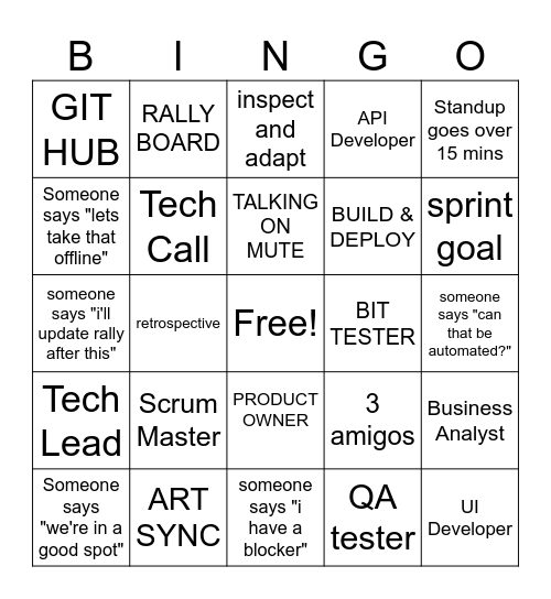 Agile Bingo Card