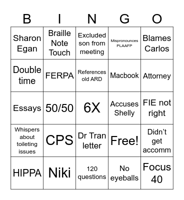 doamna nopții Bingo Card