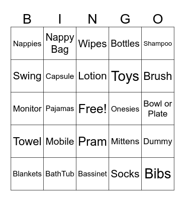 Oh Baby Bingo Card