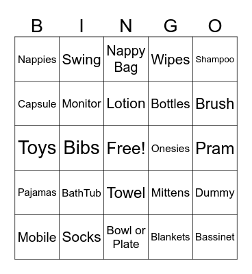 Oh Baby Bingo Card