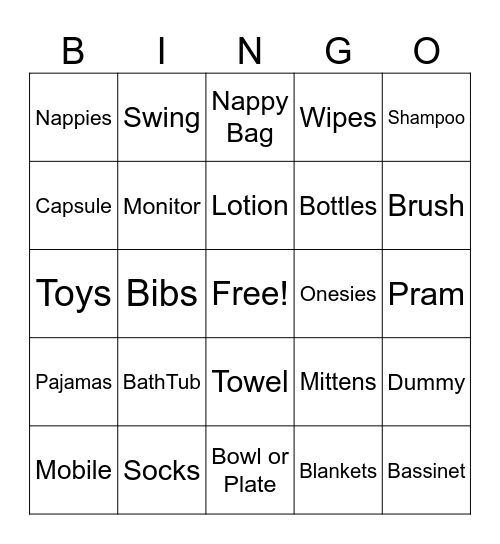 Oh Baby Bingo Card