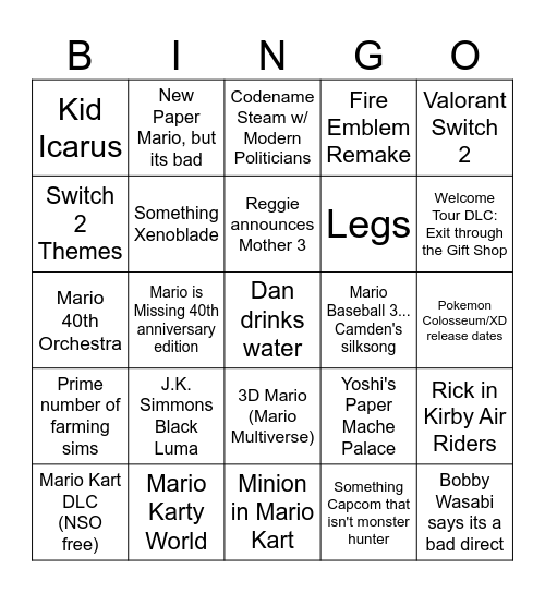 9/12/25 Bingo Card