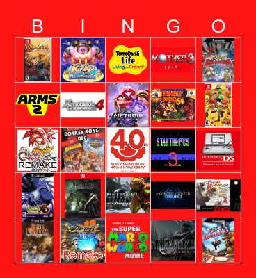 Nintendo Direct Bingo Card