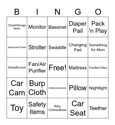 Baby Gift Bingo Card