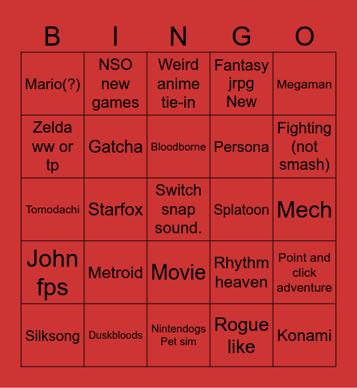 September direct Bingo Card